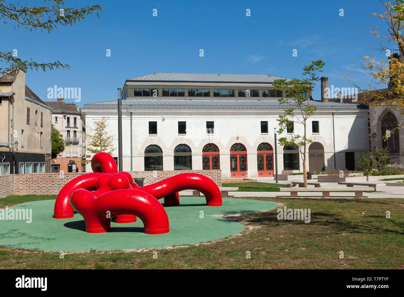 France, Aube, Troyes, playground sculpture facing the labor exchange, conducted by Jean Marie and Marthe Simonnet Stock Photo