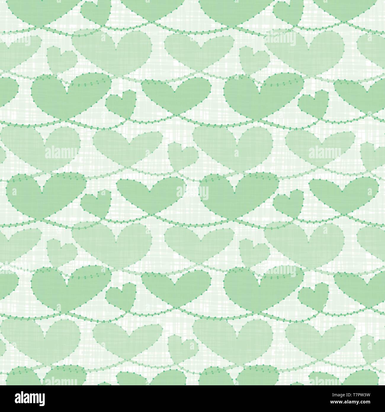 Fresh green transparent pastel hearts with watercolor grid texture