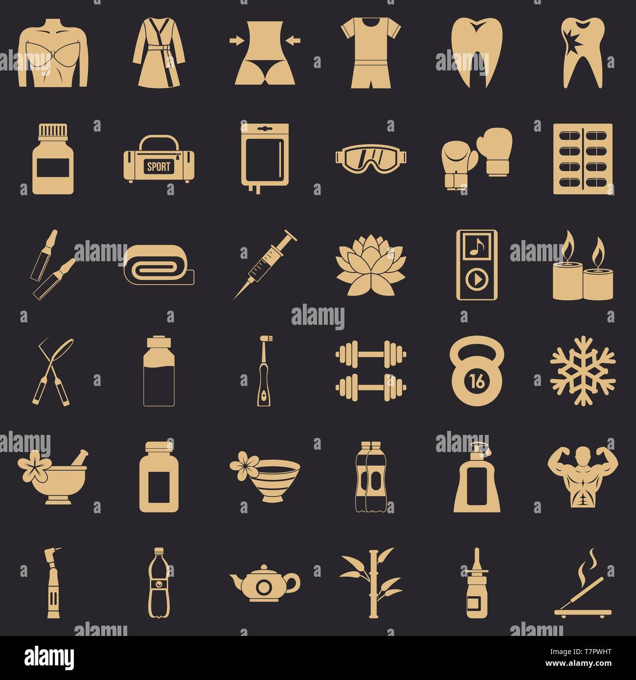 Cardio icons set, simle style Stock Vector