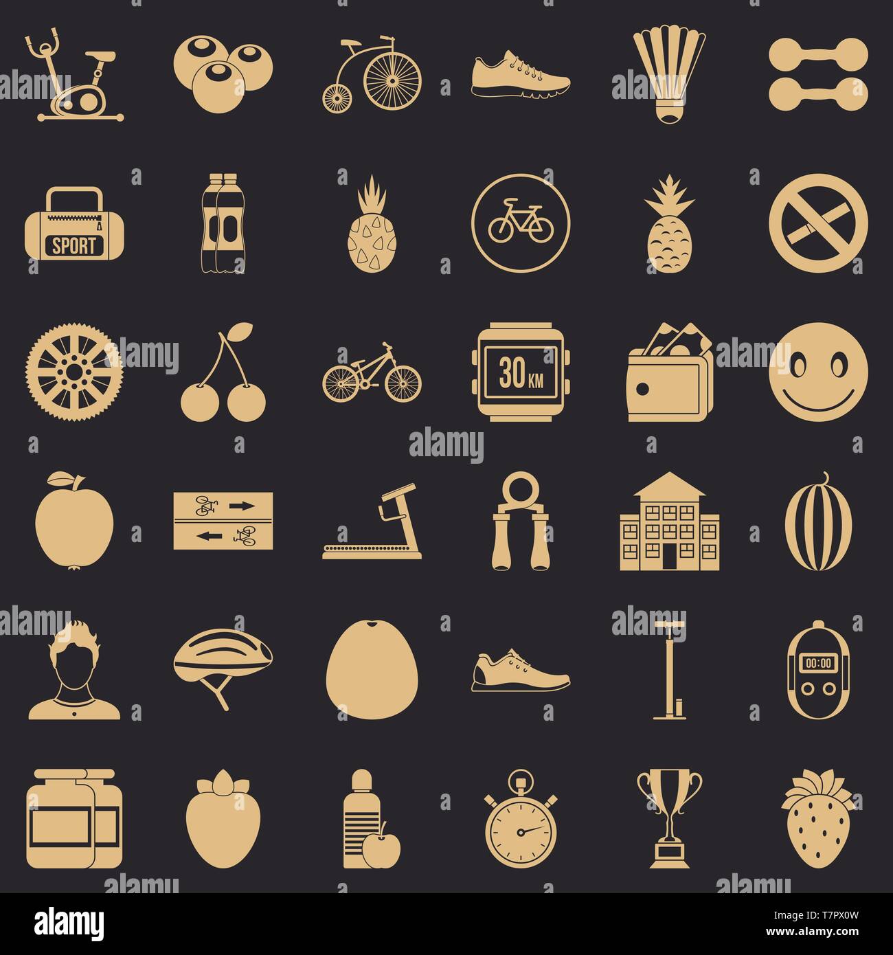 Muscle icons set, simle style Stock Vector