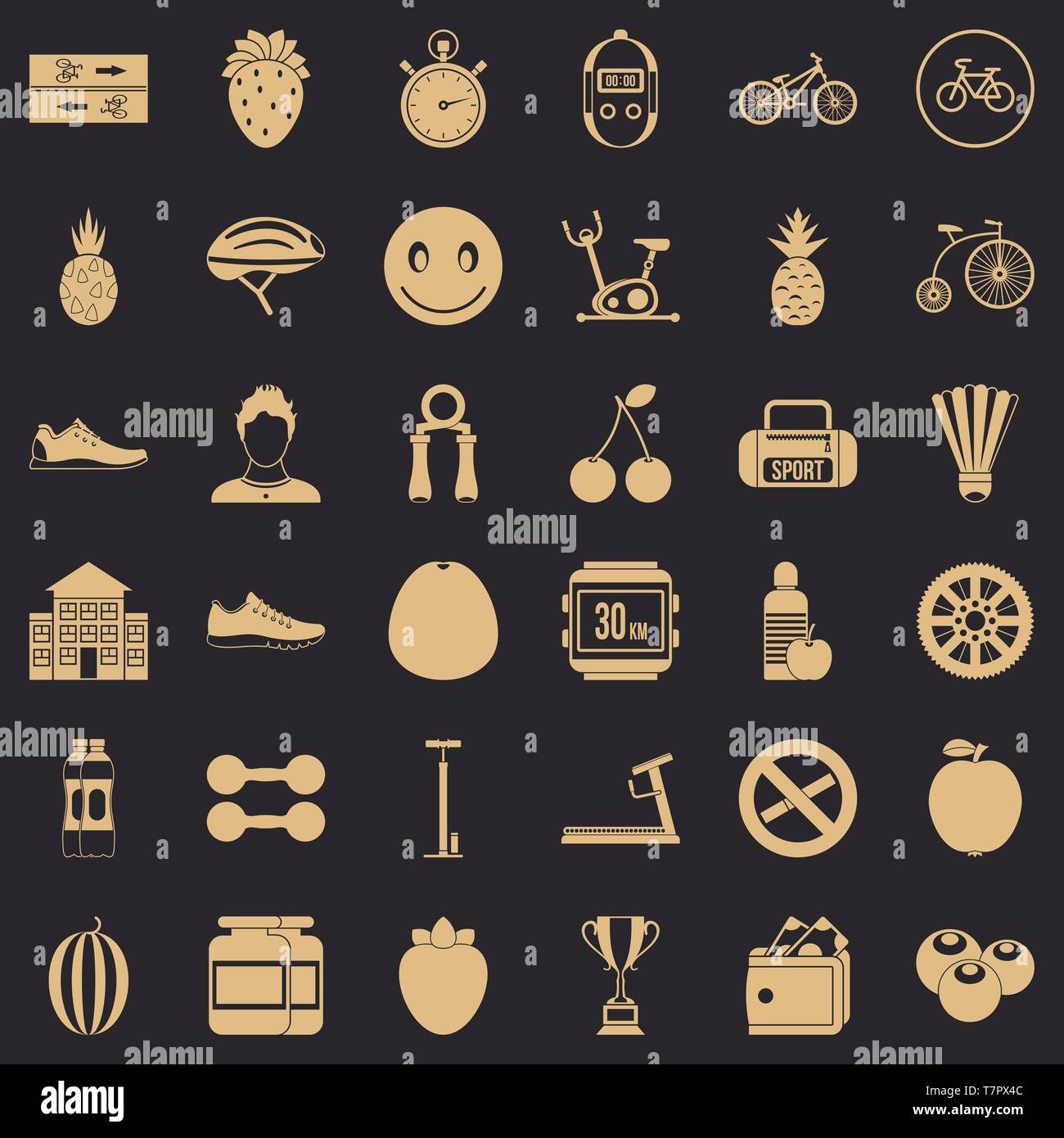 Protein icons set, simle style Stock Vector