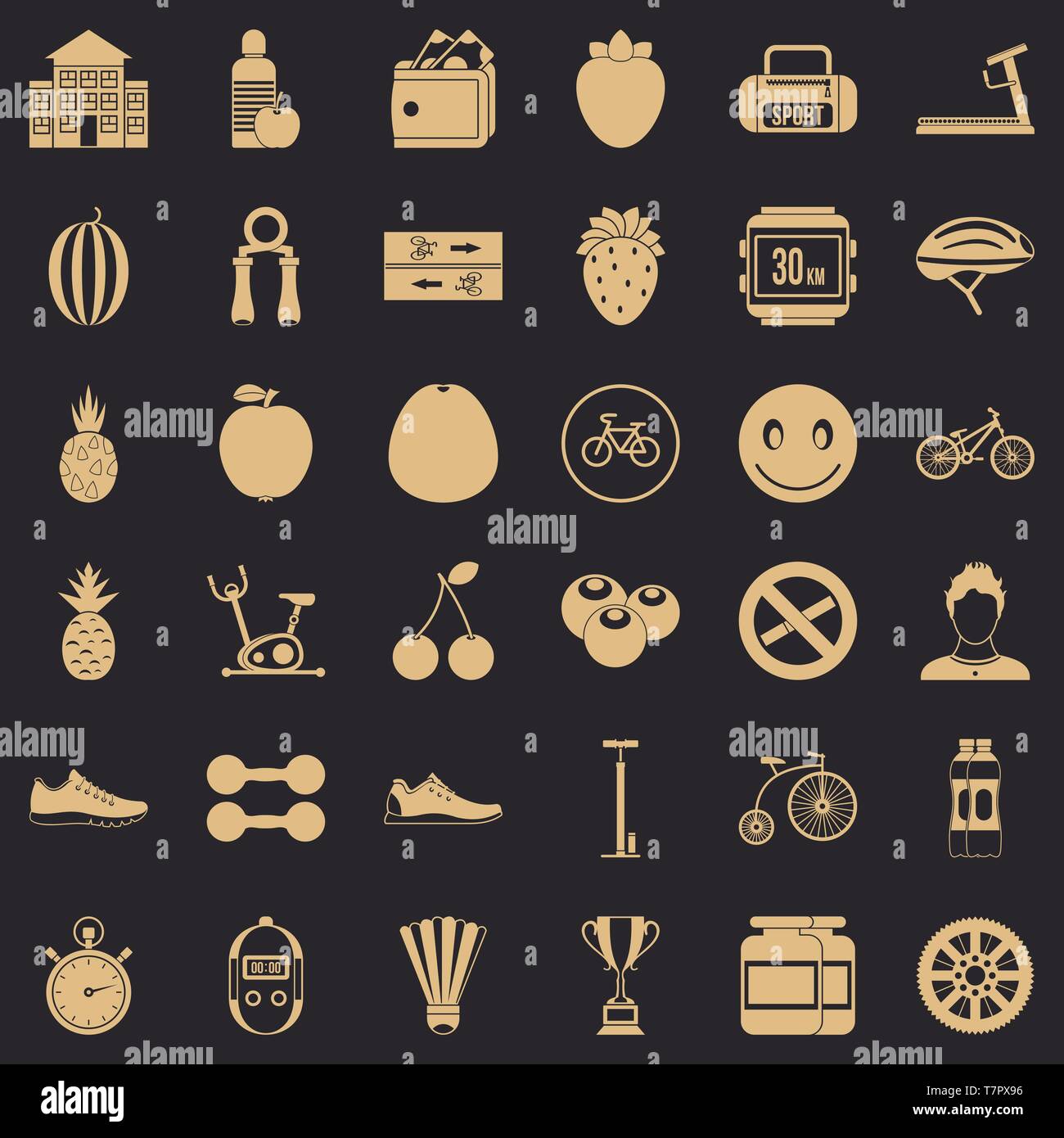 Dumpbell icons set, simle style Stock Vector