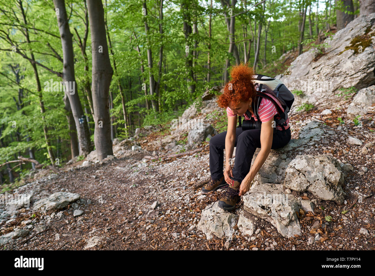 Mature woman hiking boots hi-res stock photography and images - Alamy