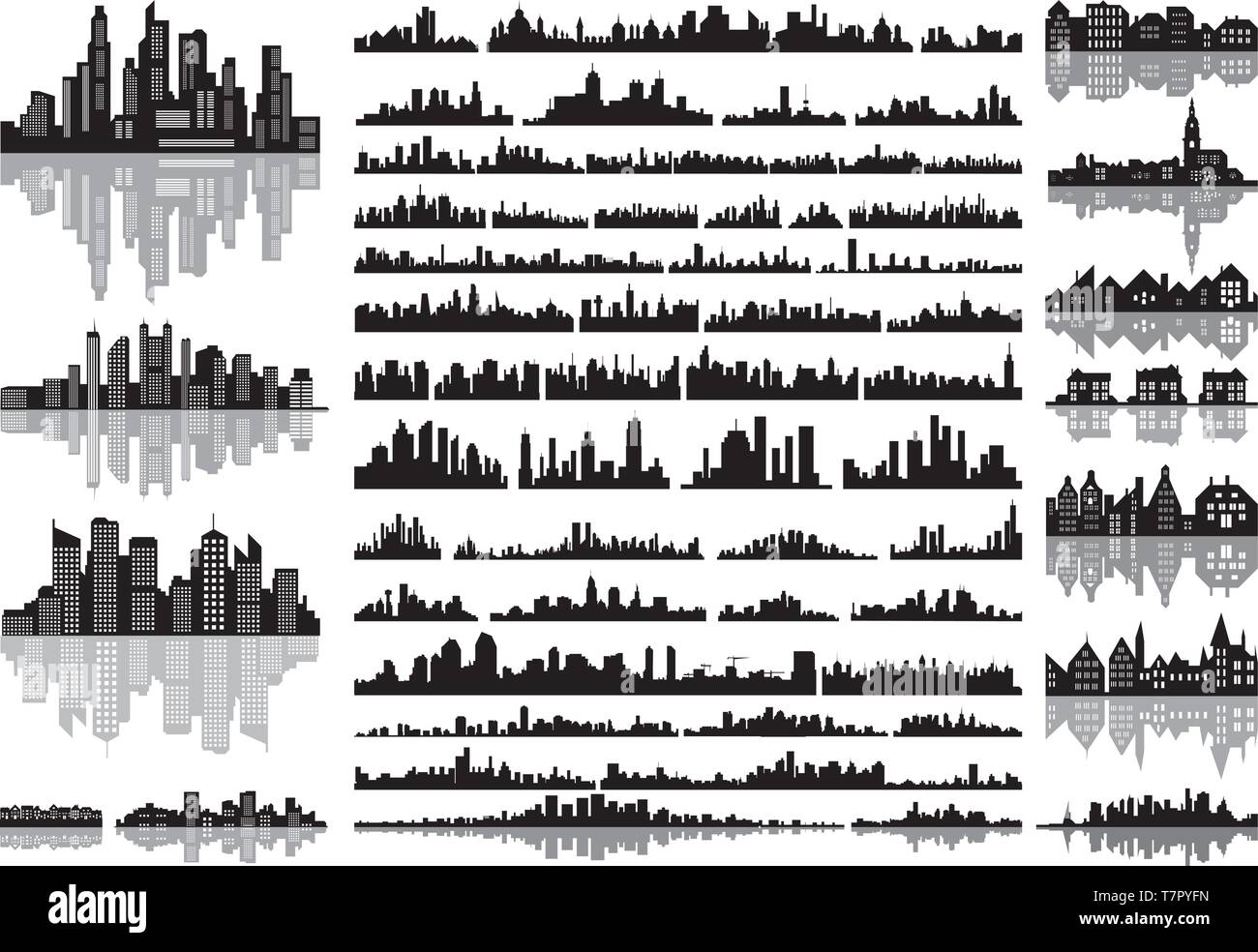 City skylines vector set Stock Vector