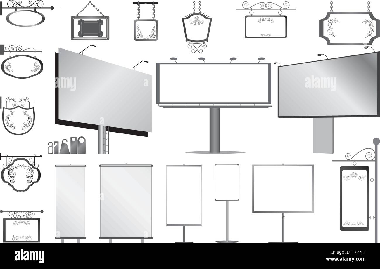 Collection of bus stations. Advertisement templates. Vector Stock Vector
