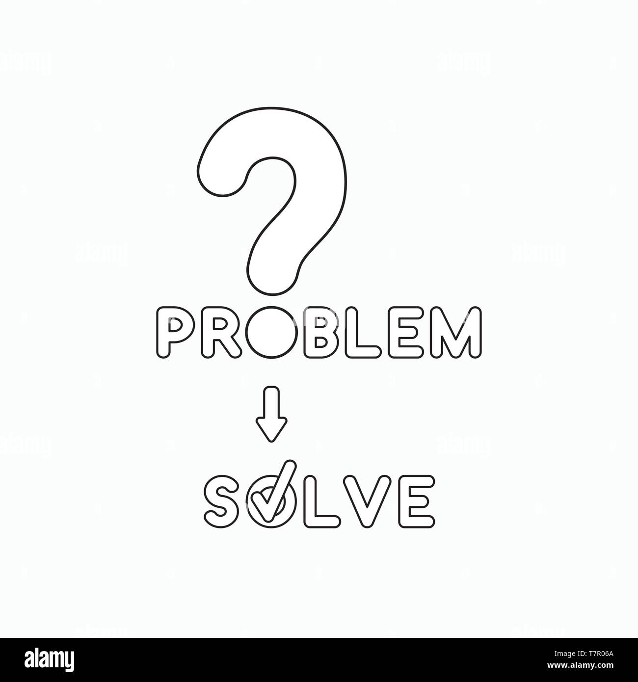 Vector icon concept of problem word with question mark and solve word ...