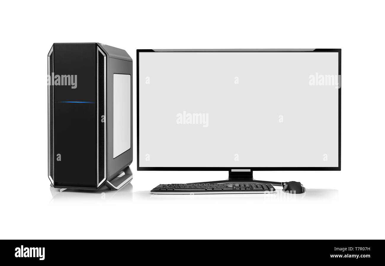 Modern desktop computer with wireless keyboard and mouse Stock Photo ...