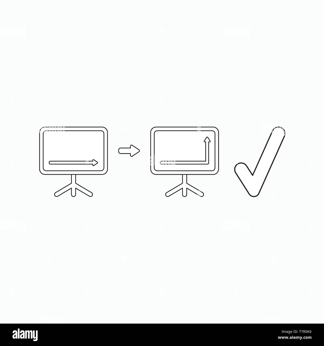 Vector icon concept of arrow moving down and up on sales chart with ...