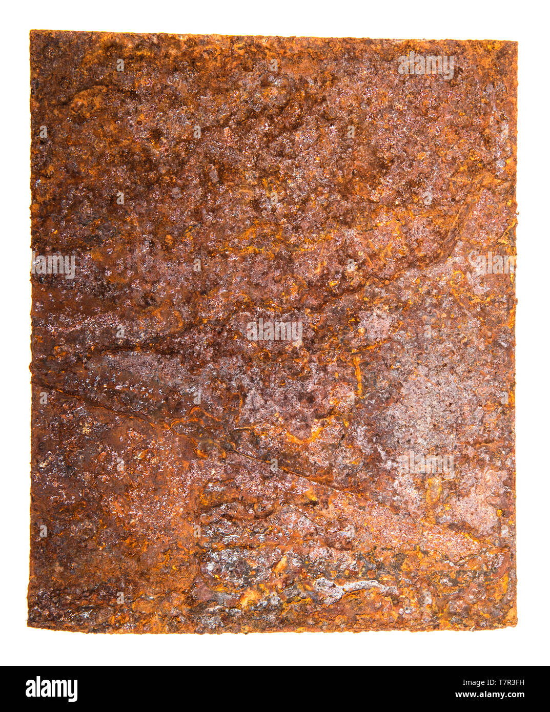 square sheet of iron covered with rust. Stock Photo