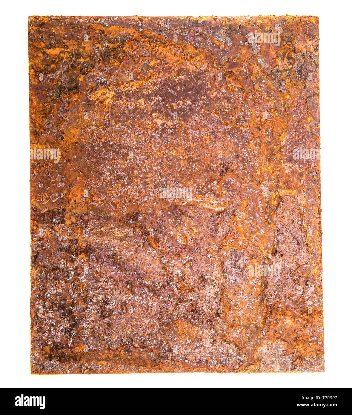 square sheet of iron covered with rust. Stock Photo