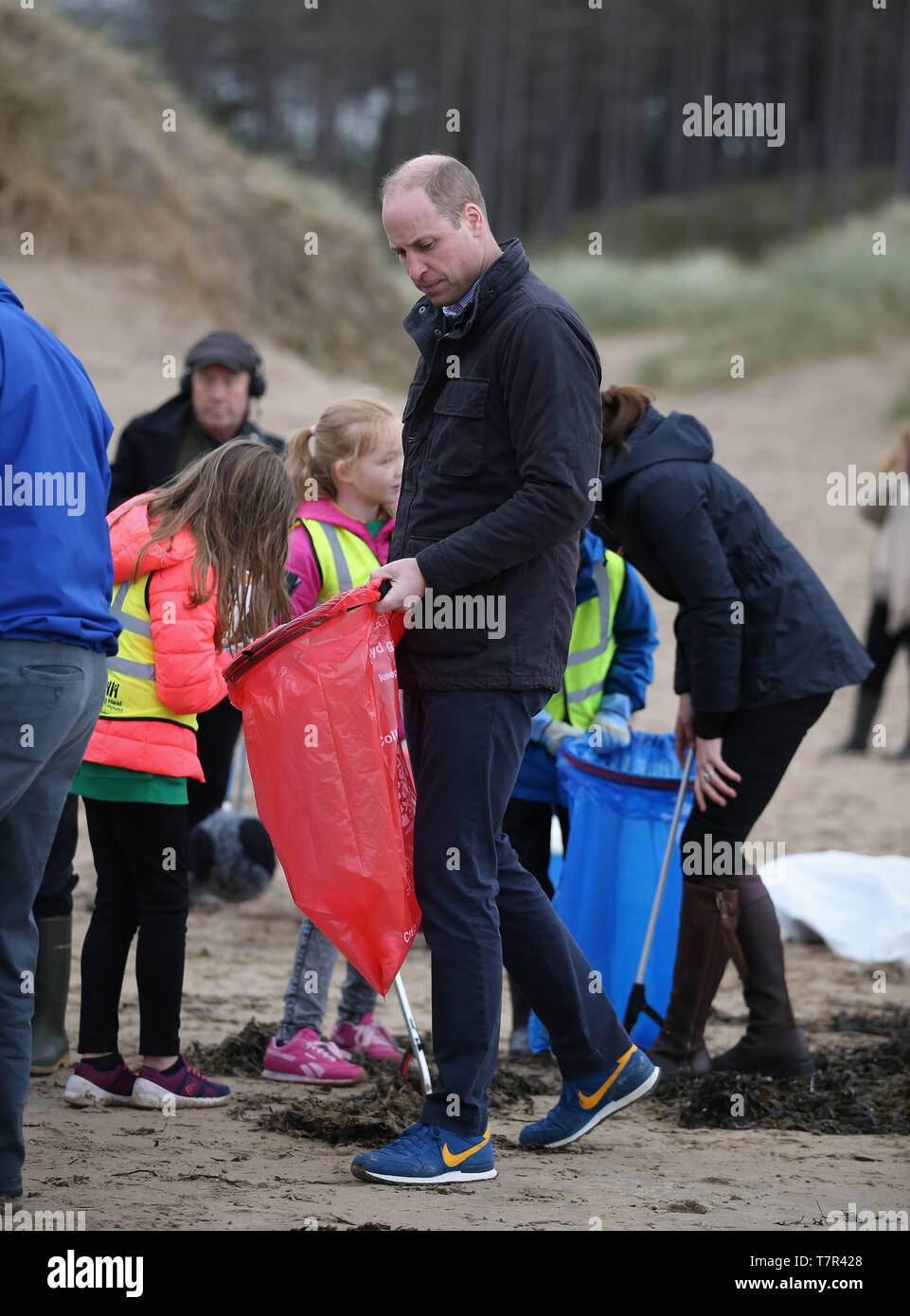 The Duke of Cambridge during a visit to Newborough Beach in North Wales. Stock Photo
