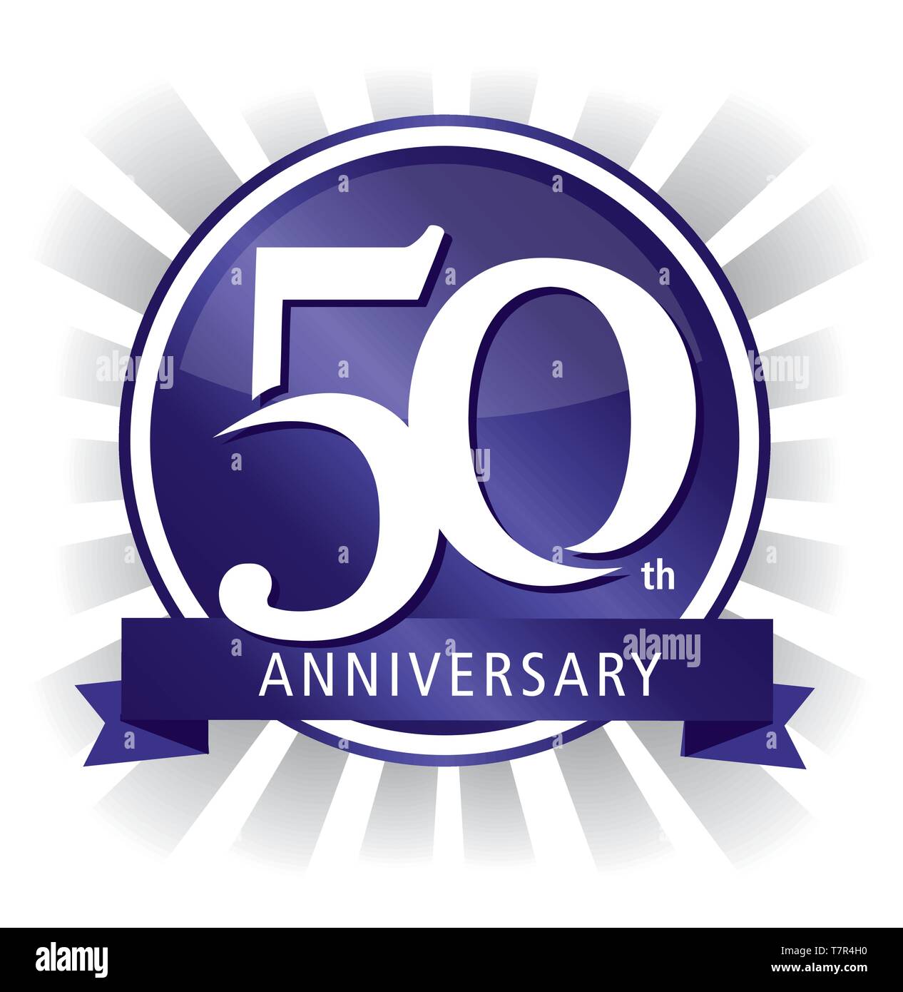 50th anniversary badge shiny purple vector Stock Vector