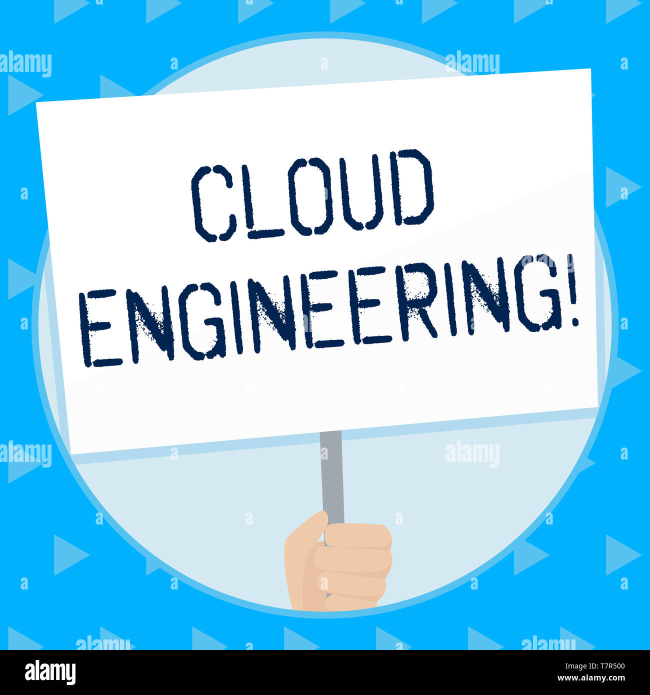 Word writing text Cloud Engineering. Business photo showcasing application of engineering disciplines to cloud computing Hand Holding Blank White Plac Stock Photo