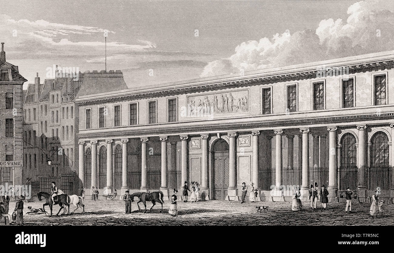 École de médecine, Paris, antique steel engraved print, 1831 Stock Photo