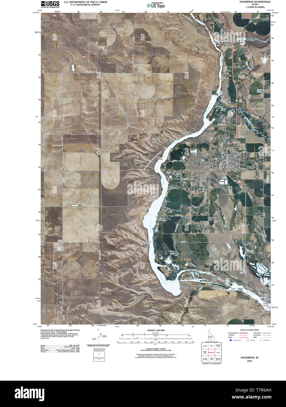 USGS TOPO Map Idaho ID Hagerman 20101115 TM Restoration Stock Photo