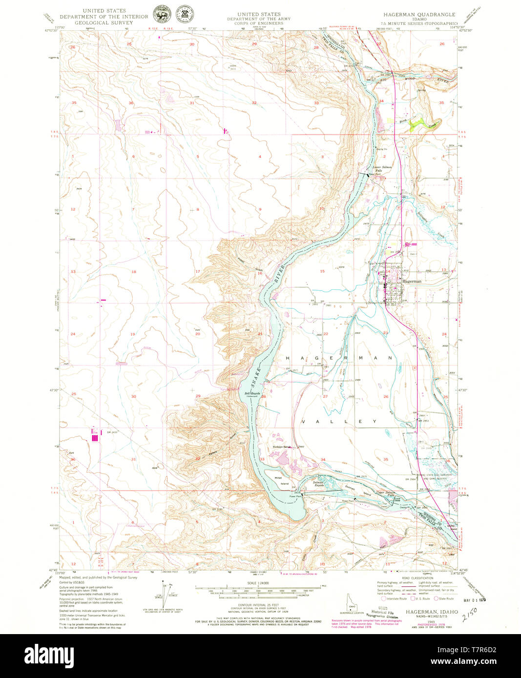 USGS TOPO Map Idaho ID Hagerman 236372 1949 24000 Restoration Stock Photo