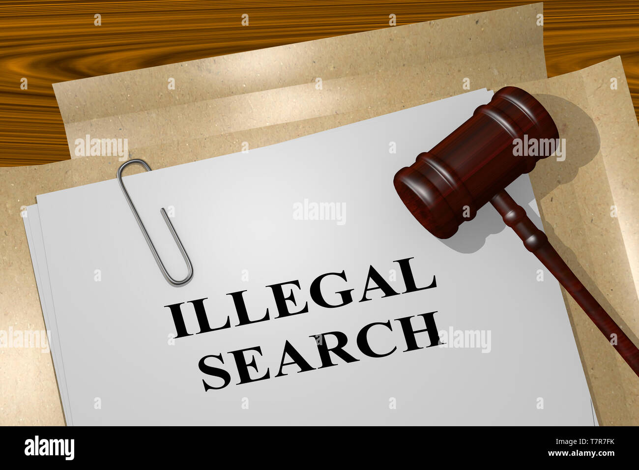 3D illustration of ILLEGAL SEARCH title on legal document Stock Photo Alamy