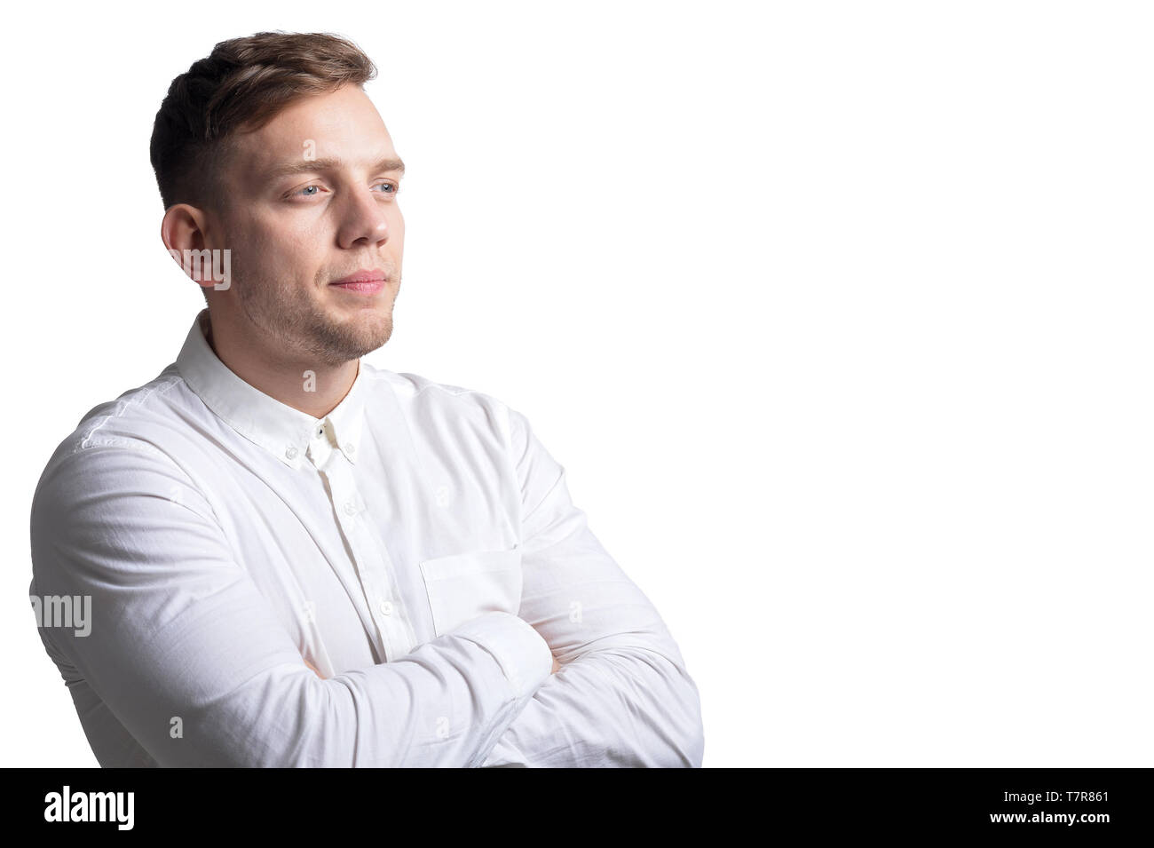 Young man posing isolated on white background Stock Photo - Alamy