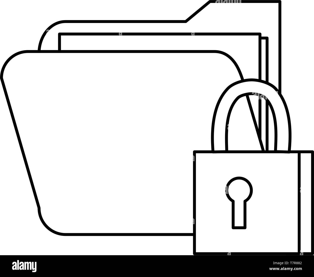 folder file padlock cybersecurity data protection vector illustration ...