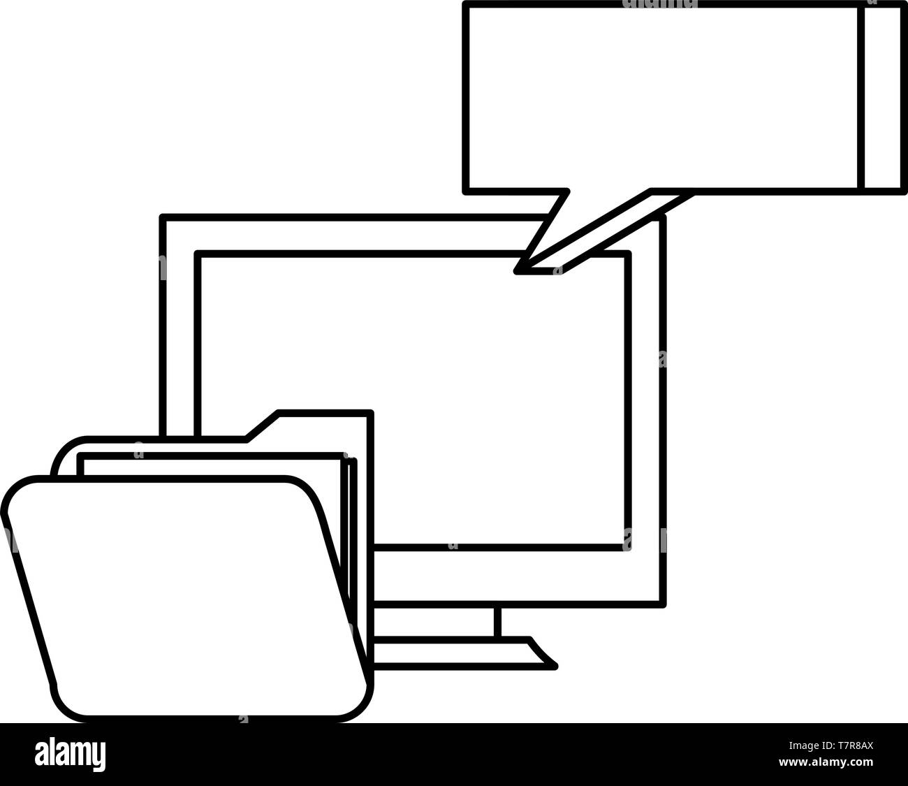 Computer Folder Outline computer folder speech bubble cybersecurity data protection vector ...