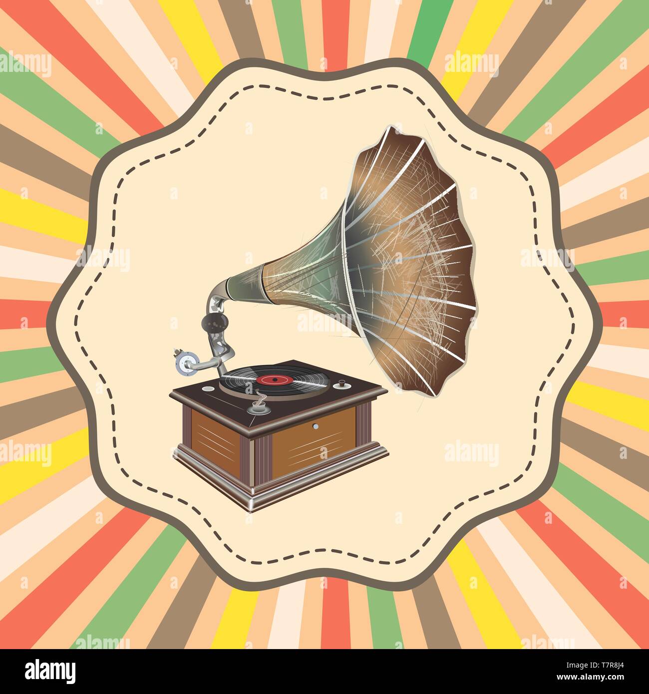vector old fashion gramophone Stock Vector