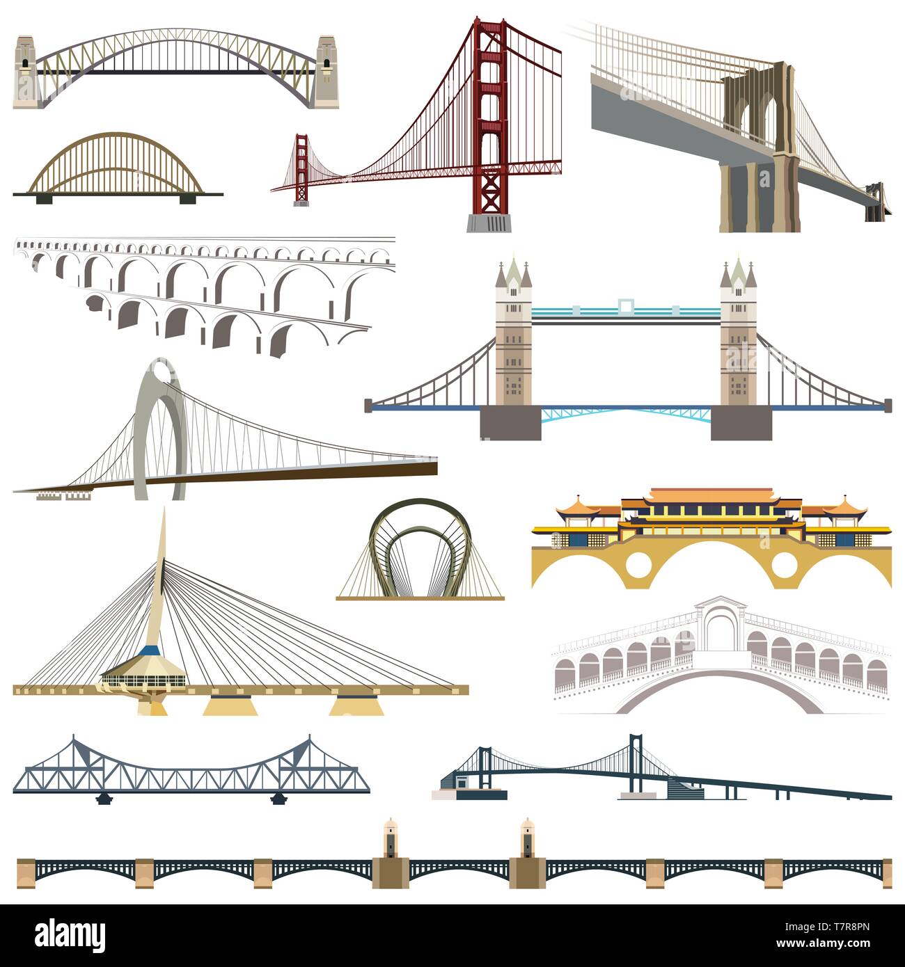 collection of vector isolated bridges Stock Vector