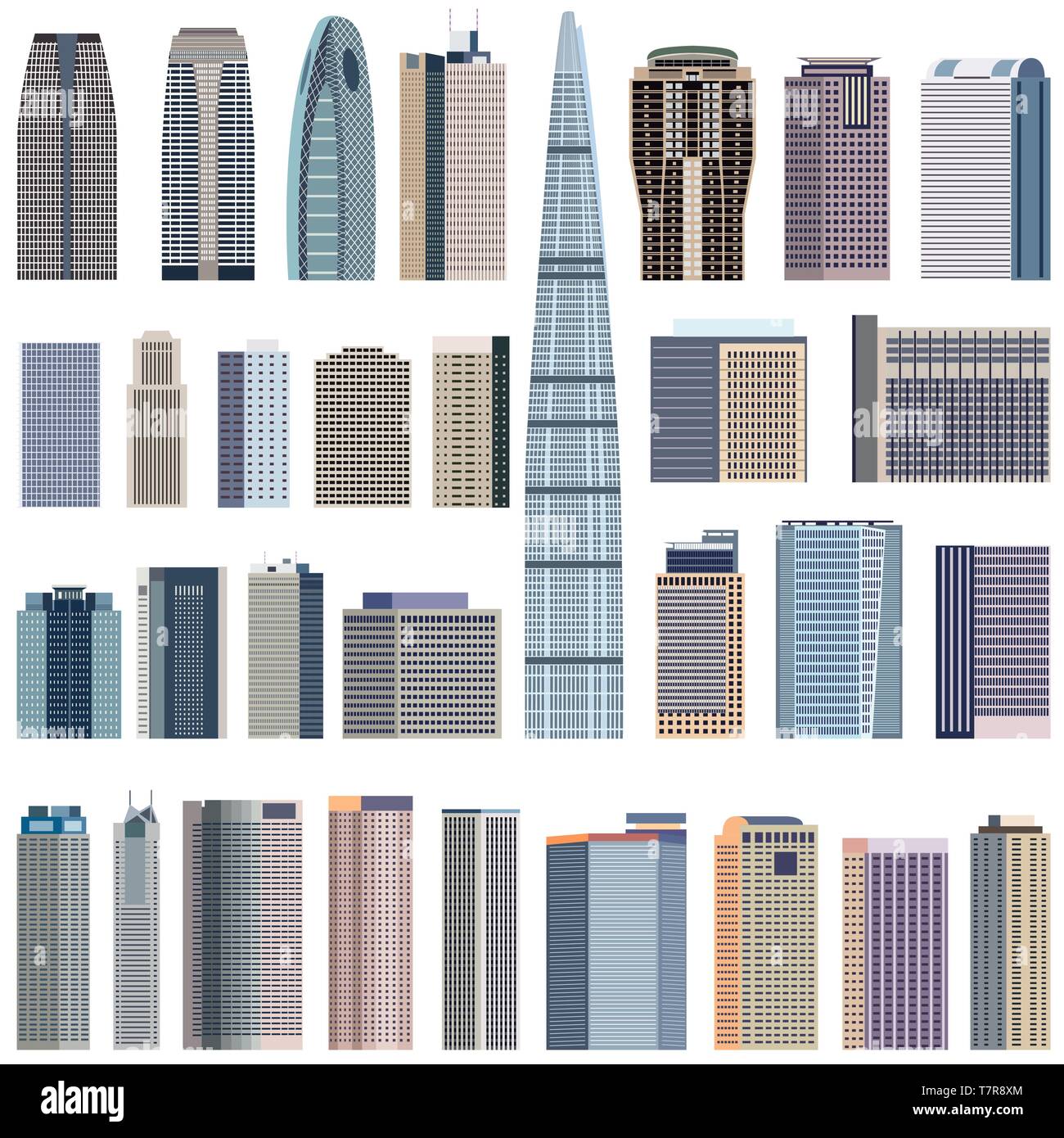 collection of isolated vector buildings Stock Vector