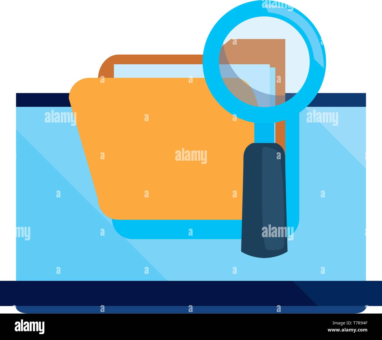 laptop folder analysis cybersecurity data protection vector ...