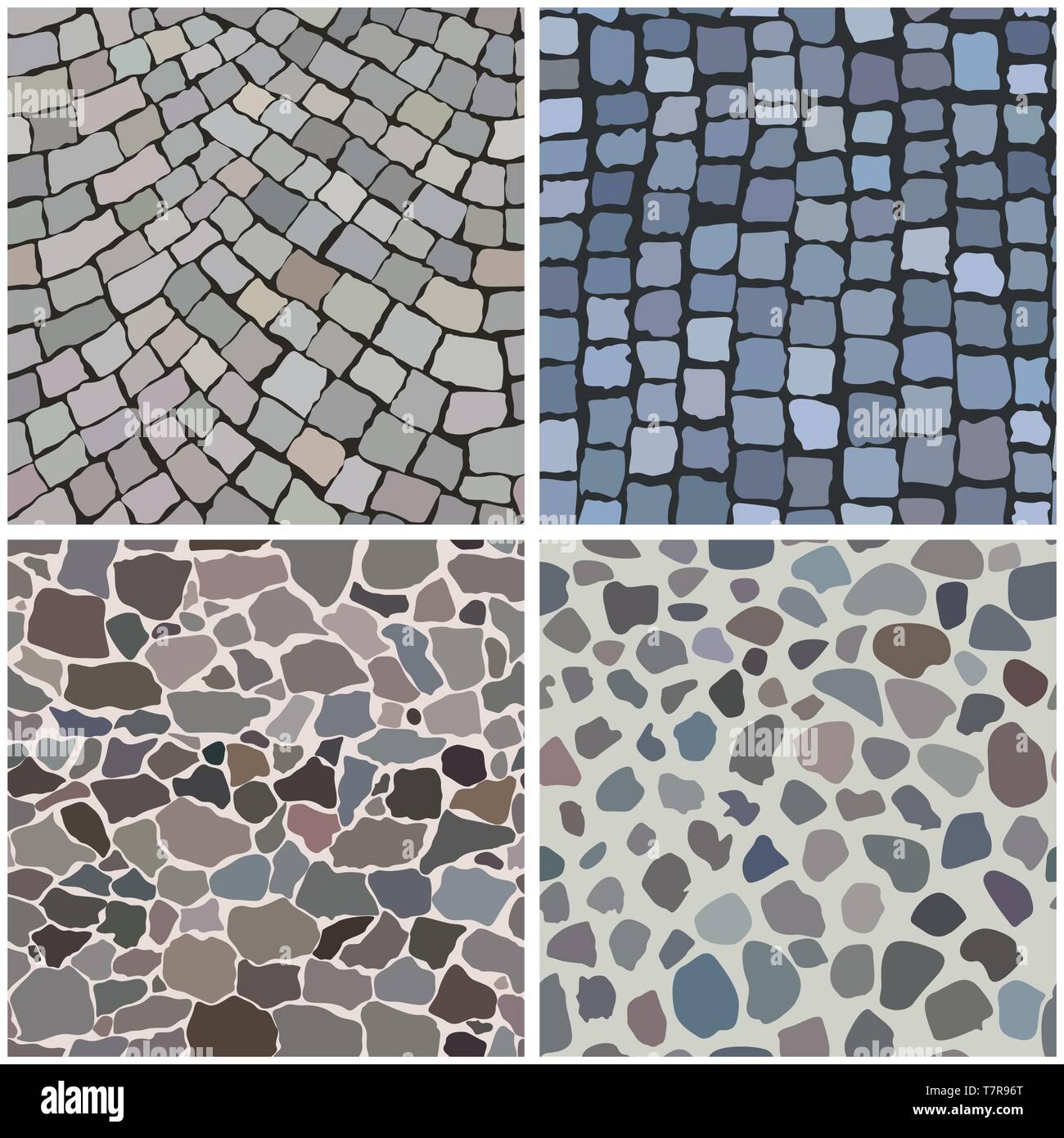 Seamless vector patterns of pavement stones Stock Vector