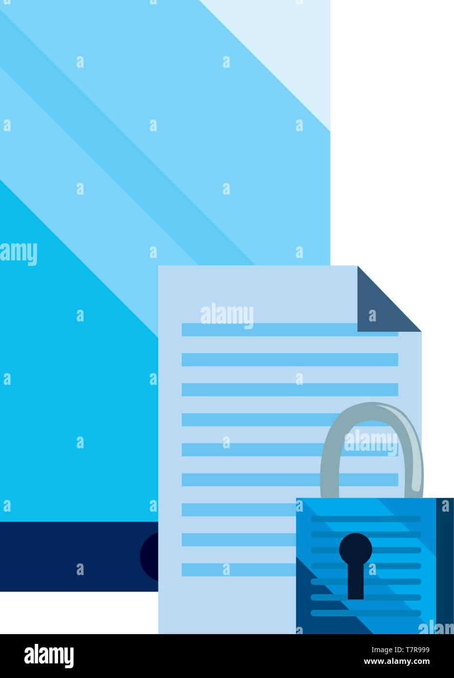 smartphone document padlock cybersecurity data protection vector ...