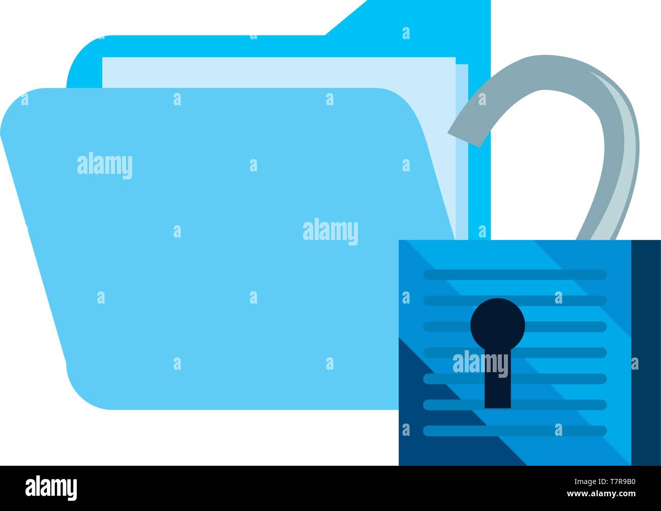 folder padlock cybersecurity data protection vector illustration Stock ...