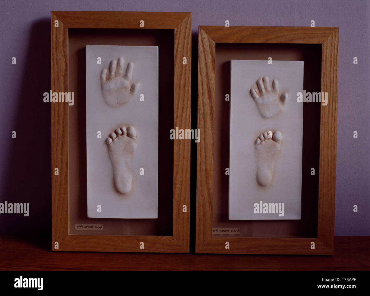 Plaques of babies' hand and foot plaster casts Stock Photo Alamy