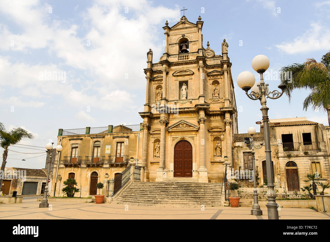Exterior Views of Chiesa del Carmine in Floridía, Province of Syracuse, Italy. Stock Photo