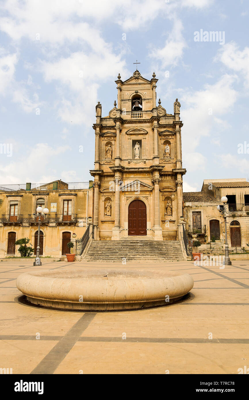 Exterior Views of Chiesa del Carmine in Floridía, Province of Syracuse, Italy. Stock Photo