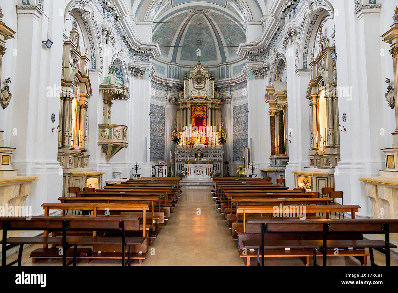 Interior of Chiesa del Carmine in Floridia, Province of Syracuse, Italy. Stock Photo