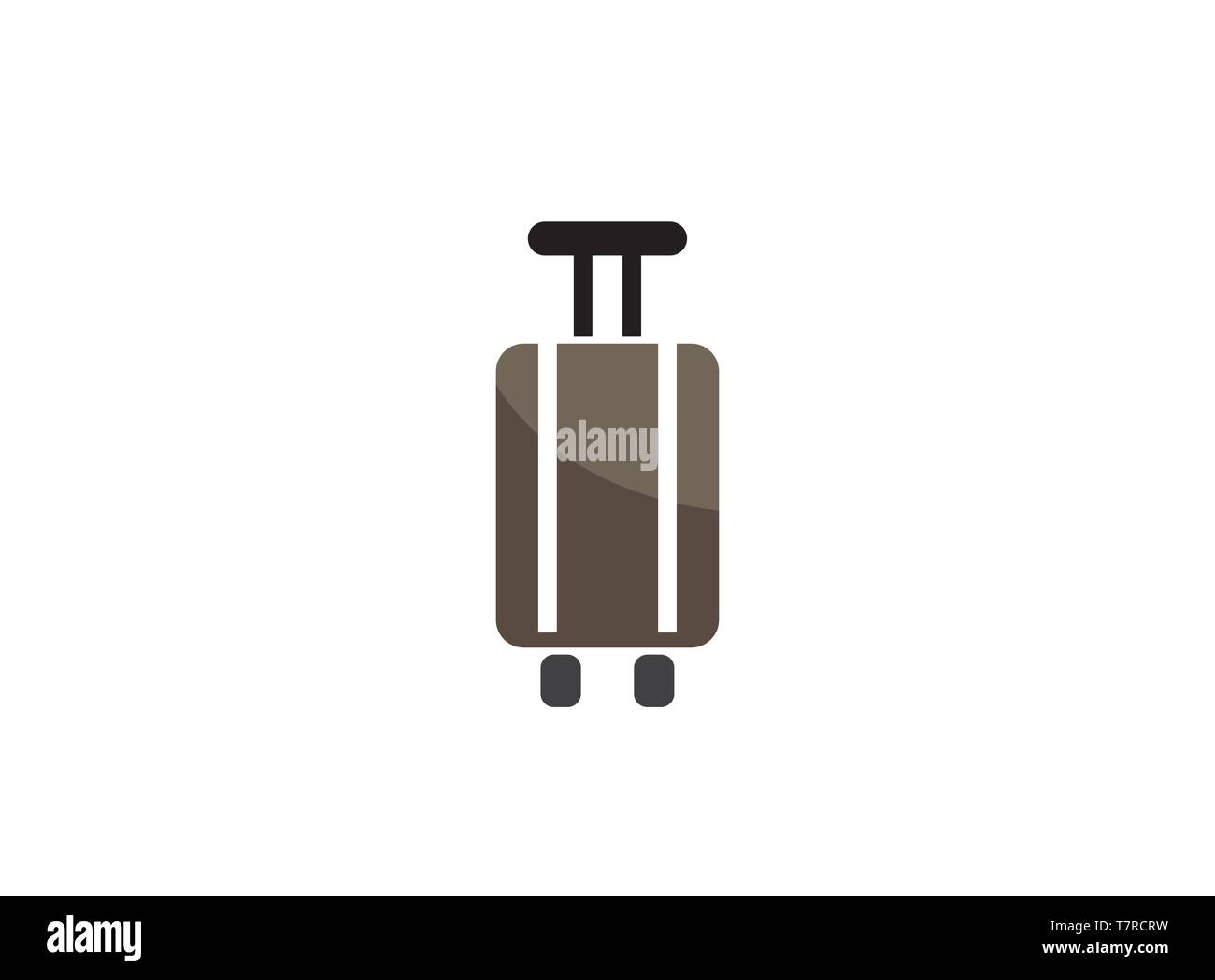 Suitcase with hand and two wheels for logo design illustration Stock Vector