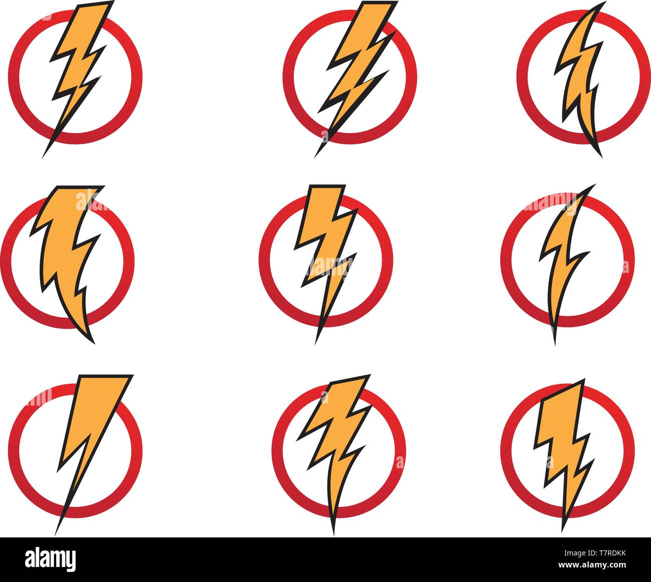 Lightning bolt flash thunderbolt icons vectors Stock Vector Image & Art ...