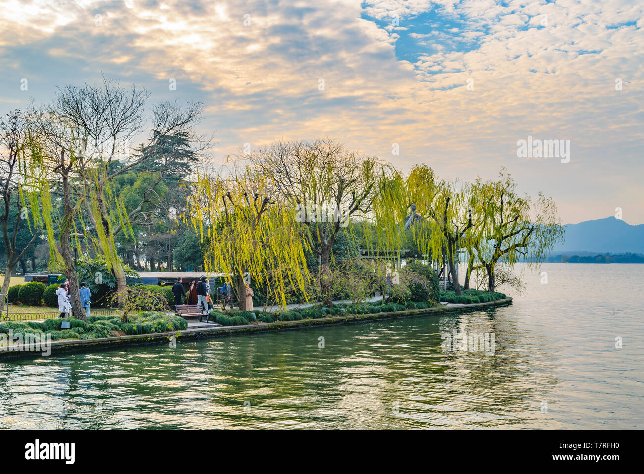 HANGZHOU, CHINA, DECEMBER - 2018 - Winter day scene at touristic west lake in hangzhou city, china Stock Photo