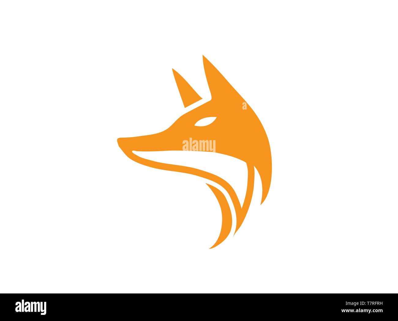 Fox head logo design illustration, cute face icon, head animal symbol on white background Stock Vector