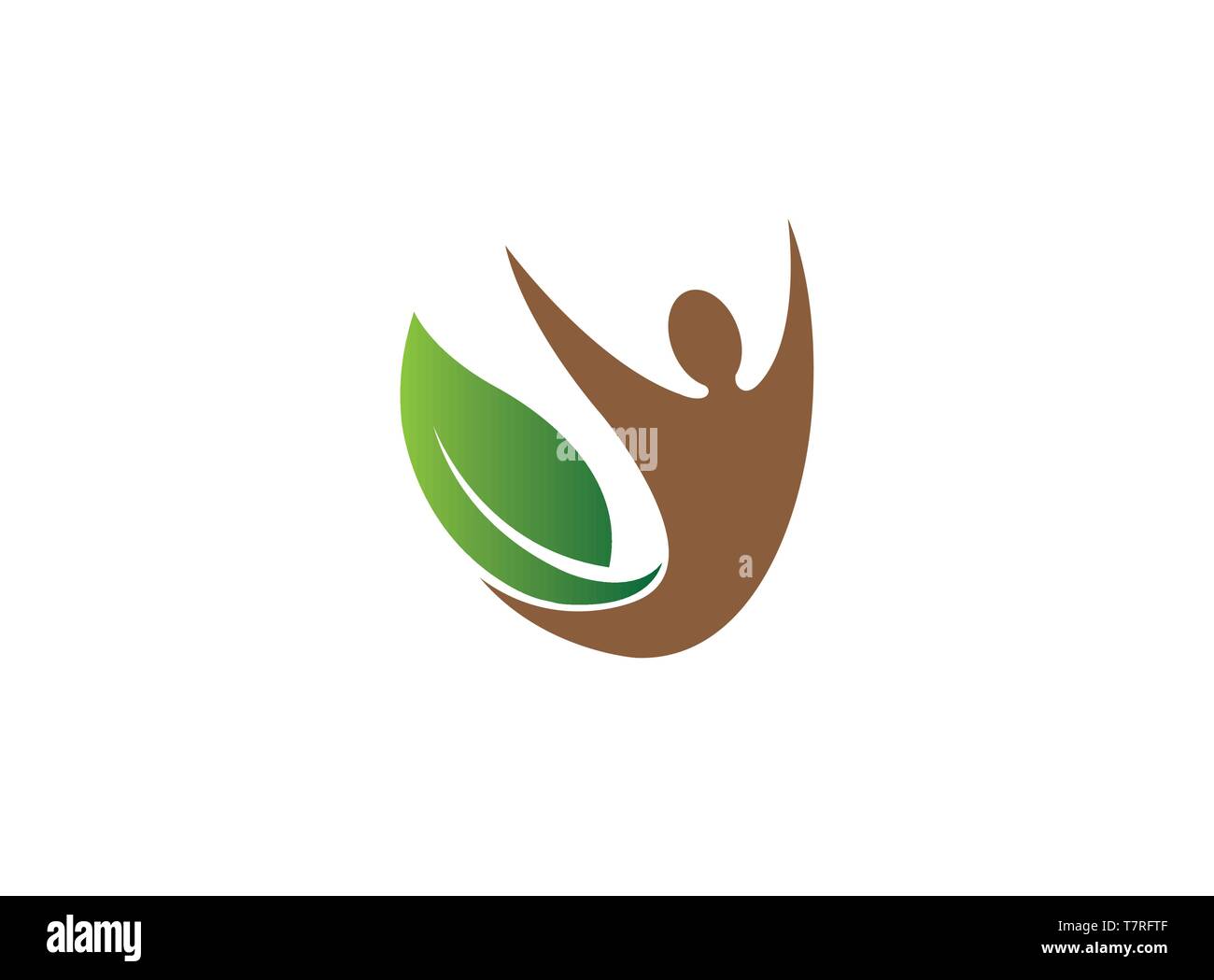 Wellness body leaf logo design illustration, zen icon, a health symbol on white background Stock Vector