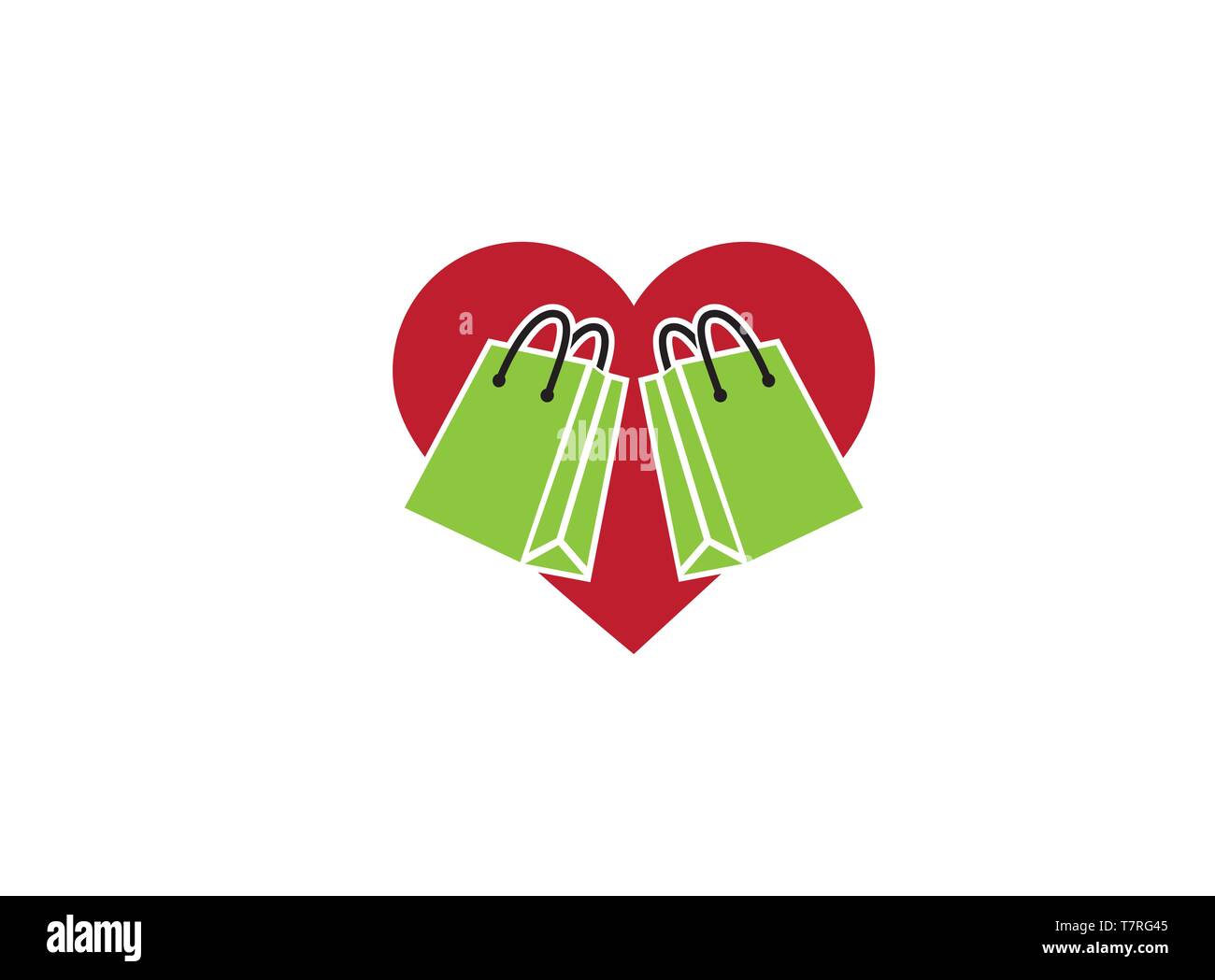 Shopping bag inside a heart icon logo Stock Vector