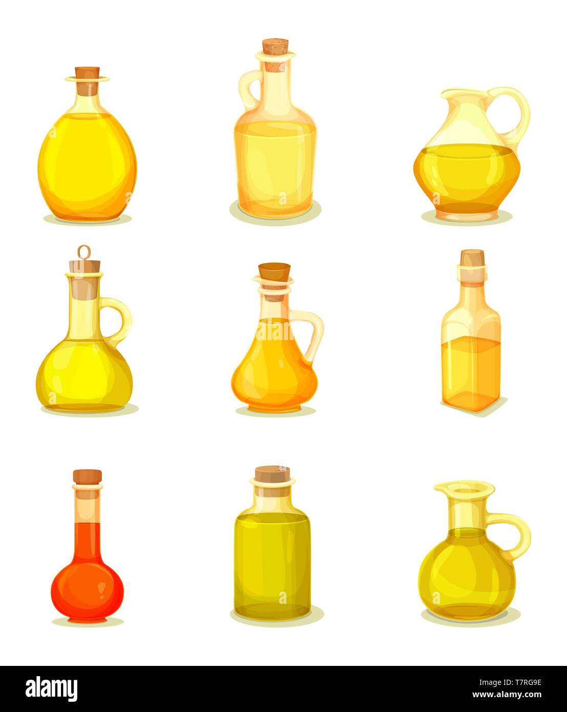 Set of isolated jars or bottle with oil product Stock Vector