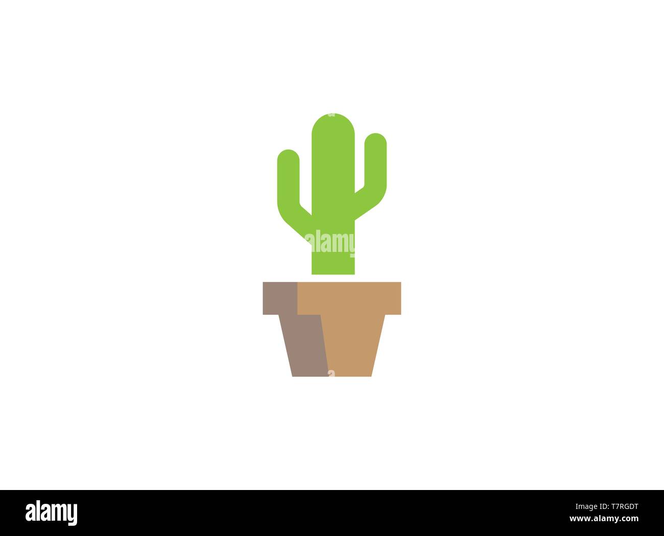Cactus tree in the pot flower vase logo Stock Vector