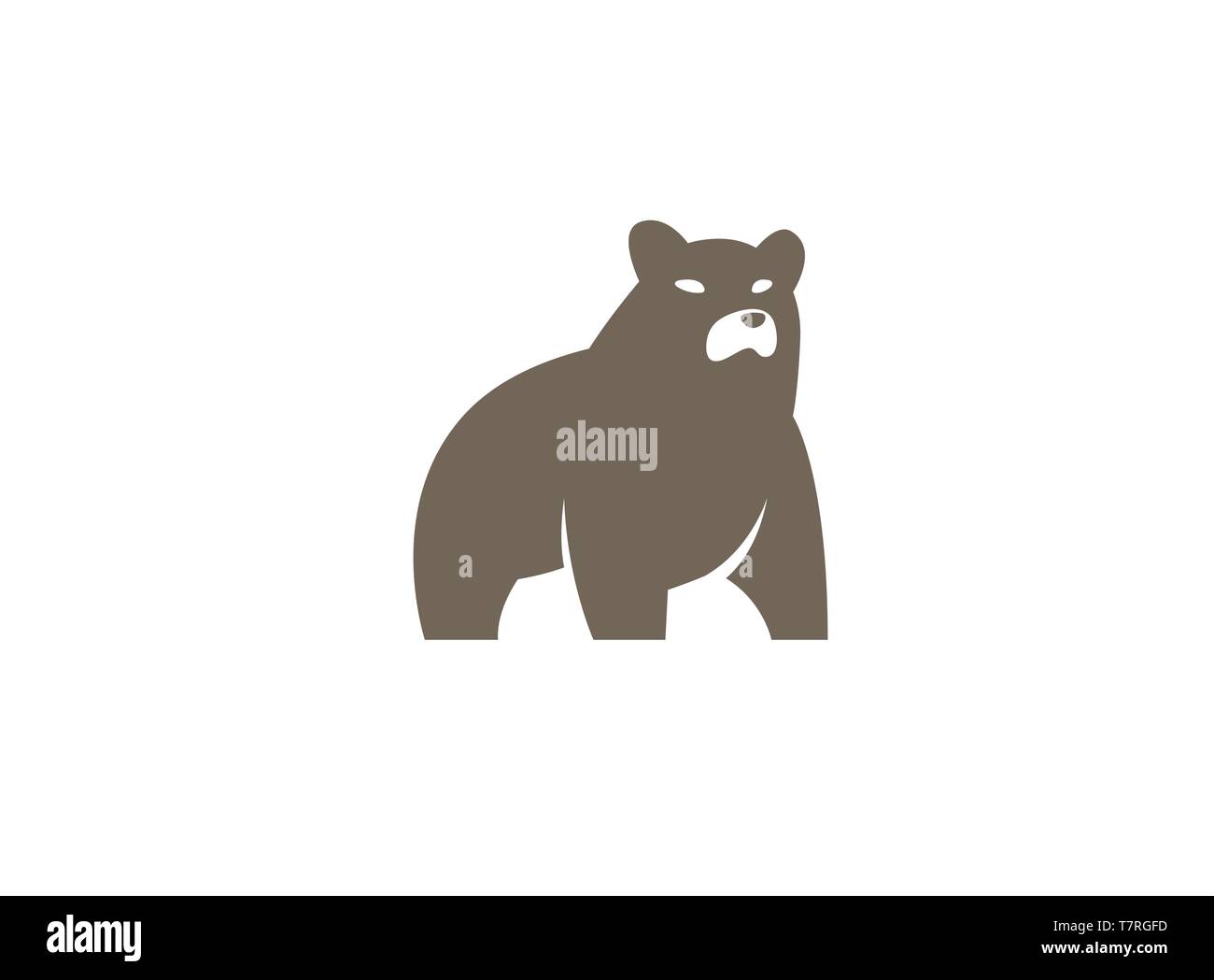 Big bear standing and looking at the side logo Stock Vector