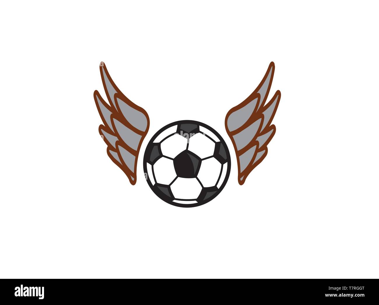 Football flying with wings logo vector design on white background Stock
