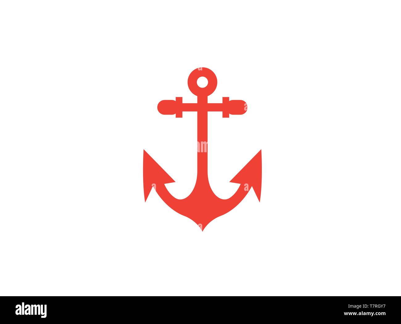 Red anchor for boat and yacht logo vector design illustration on