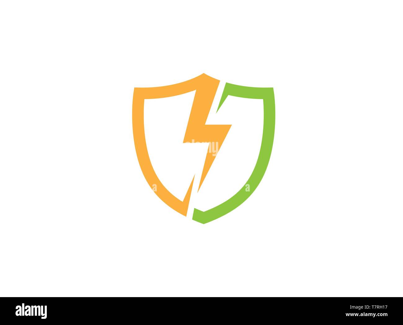 Department of Shield by lightning strike logo design illustration on white background Stock Vector