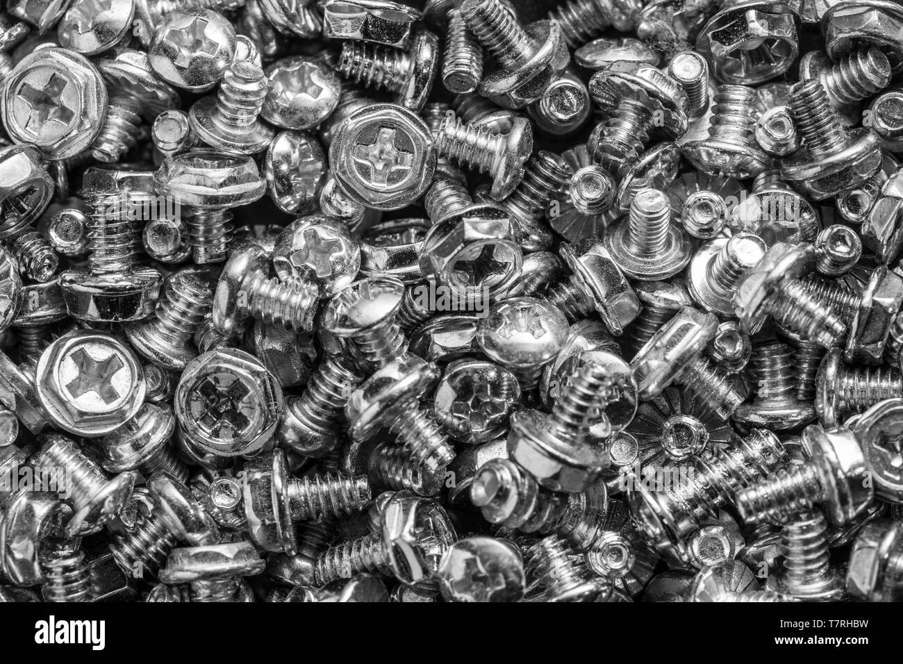 Texture of silver computer botls or screws Stock Photo