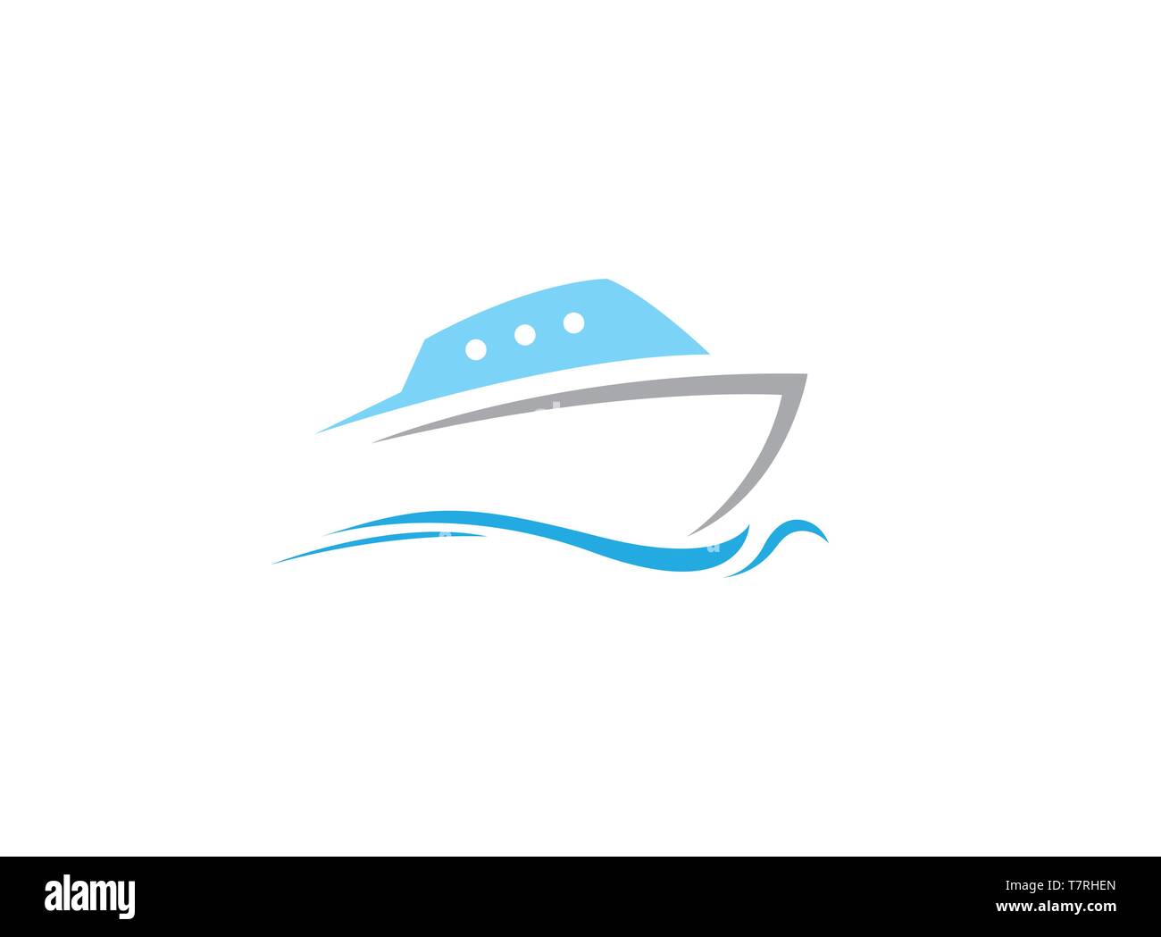 speed sailing boat in the sea logo design illustration, yacht symbol vector on white background Stock Vector