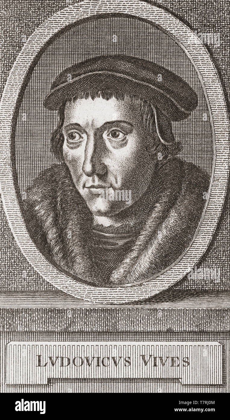 Juan Luis Vives, 1493 –1540.  Spanish scholar and humanist.  After an 18th century print. Stock Photo